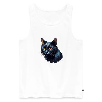 Chat noir pour les amoureux des chats - Débardeur bio Premium Homme - blanc - Devant - AI Model Male 178 light (178cm)