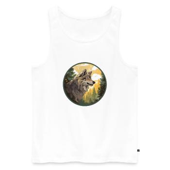 Wolf Woods - Men's Premium Organic Tank Top - white - Front - Michal (187cm)