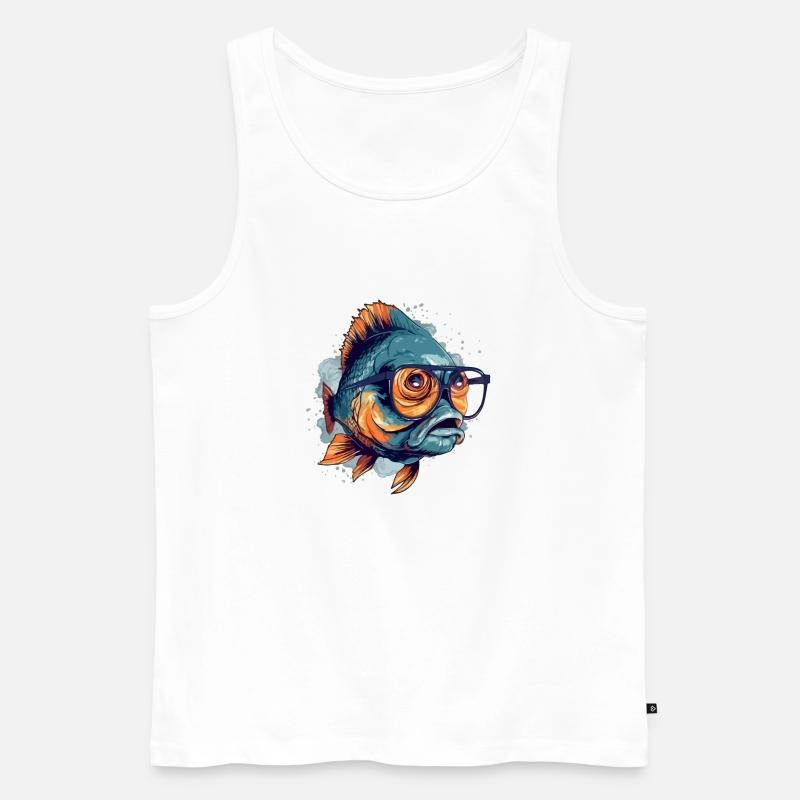 Blop den Brillenfisch - Männer Premium Bio Tank Top - Weiß