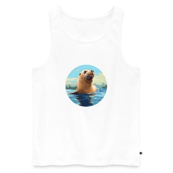 Seelöwe - Männer Premium Bio Tank Top - Weiß - Vorne - Michal (187cm)
