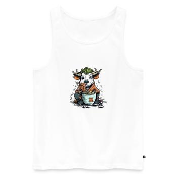 Kiko, der gierige Stier - Männer Premium Bio Tank Top - Weiß - Vorne - Michal (187cm)