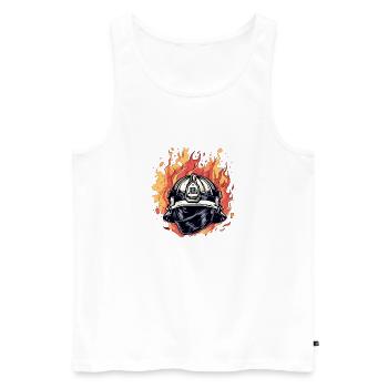 Casque de pompier en feu n°2 - Débardeur bio Premium Homme - blanc - Devant - Michal (187cm)