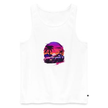 Synthwave Super Sport Car - Débardeur bio Premium Homme - blanc - Devant - Michal (187cm)