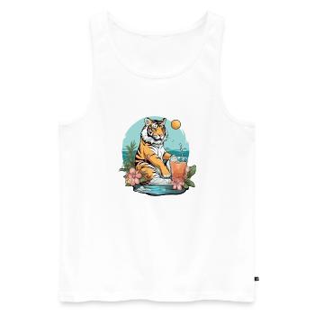 Koli the tiger reelax - Men's Premium Organic Tank Top - white - Front - Michal (187cm)