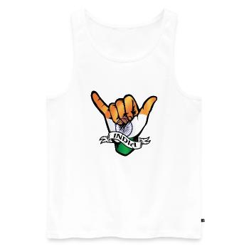 India Shaka - Men's Premium Organic Tank Top - white - Front - Michal (187cm)
