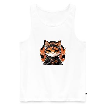 Chat ninja - Débardeur bio Premium Homme - blanc - Devant - Michal (187cm)