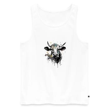 Haga la vache - Débardeur bio Premium Homme - blanc - Devant - Michal (187cm)