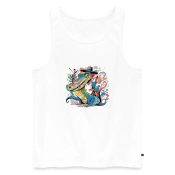 Izidi, der Alligator - Männer Premium Bio Tank Top - Weiß - Vorne - AI Model Male 178 light (178cm)