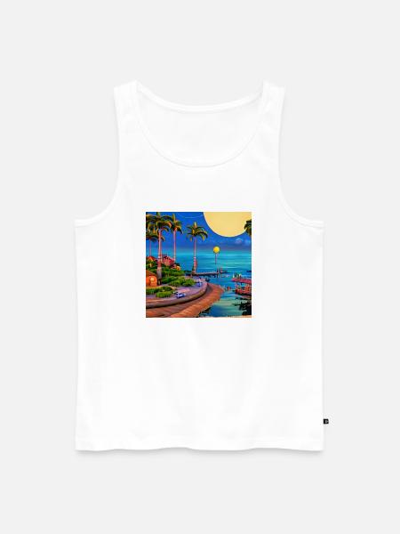 Palmenstrand im Mondlicht - Männer Premium Bio Tank Top - Weiß