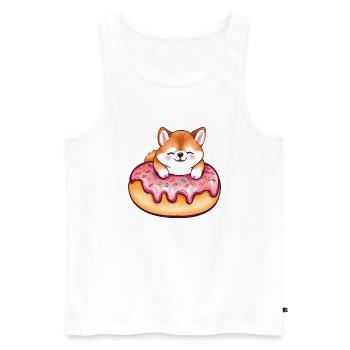 Le doux délice de beignets géant de Shiba Inu - Débardeur bio Premium Homme - blanc - Devant - AI Model Male 178 light (178cm)