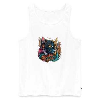 Beautiful Cat Design - Men's Premium Organic Tank Top - white - Front - Michal (187cm)