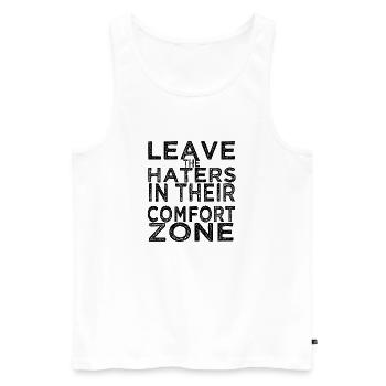 Leave the haters in their comfort zone - Débardeur bio Premium Homme - blanc - Devant - AI Model Male 178 light (178cm)
