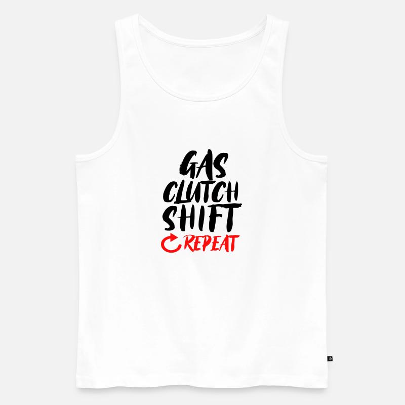Gas Clutch Shift Repeat - Männer Premium Bio Tank Top - Weiß