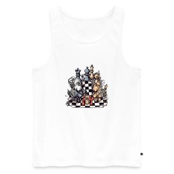 La guerre échiquéenne - Débardeur bio Premium Homme - blanc - Devant - Michal (187cm)