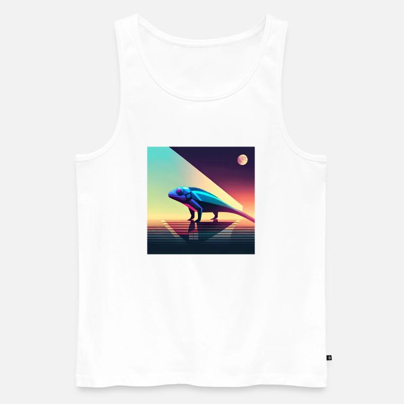 Leo das Chamäleon - Reptilien-Eidechsen-Illustrationskunst - Männer Premium Bio Tank Top - Weiß