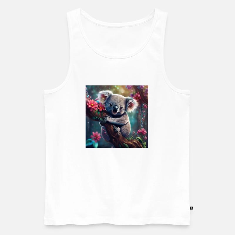 Koalabär im Baum mit Blumen - Männer Premium Bio Tank Top - Weiß