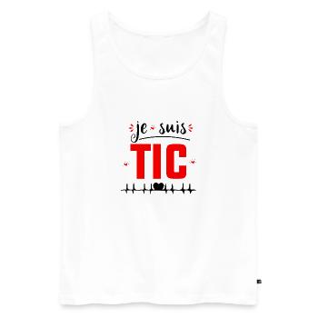 Je Suis TIC -Tic Tac Drôle Cadeau pour les couples - Débardeur bio Premium Homme - blanc - Devant - Michal (187cm)