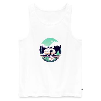 Camping Caravan Camp Gift Tents Motorhome - Men's Premium Organic Tank Top - white - Front - Michal (187cm)