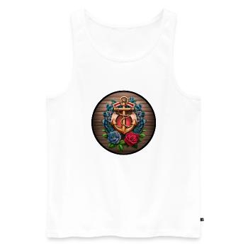 Anker - Männer Premium Bio Tank Top - Weiß - Vorne - Michal (187cm)