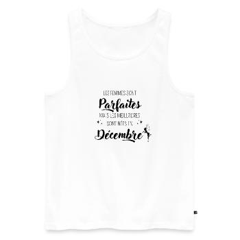 Femmes parfaites nées en décembre - Débardeur bio Premium Homme - blanc - Devant - AI Model Male 178 light (178cm)