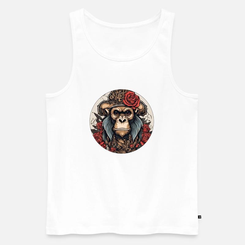 Affen Dame - Männer Premium Bio Tank Top - Weiß