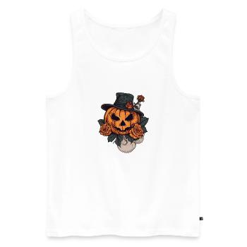 Citrouille d’Halloween - Débardeur bio Premium Homme - blanc - Devant - AI Model Male 178 light (178cm)