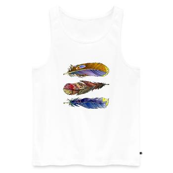 Feder - Männer Premium Bio Tank Top - Weiß - Vorne - Michal (187cm)