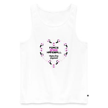 Force, Grâce, Victoire : Handball Féminin - Débardeur bio Premium Homme - blanc - Devant - Michal (187cm)