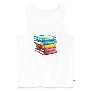 Book Reading Books Gift Reader Book Lover - Men's Premium Organic Tank Top - white - Front - AI Model Male 178 light (178cm)