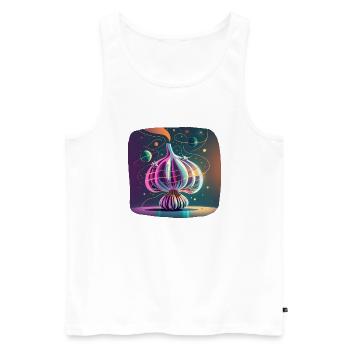 Garlic alien in space futuristic - Men's Premium Organic Tank Top - white - Front - AI Model Male 178 light (178cm)