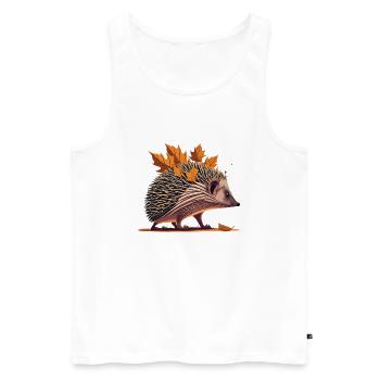 Igel Herbstblätter Herbstlich - Männer Premium Bio Tank Top - Weiß - Vorne - Michal (187cm)