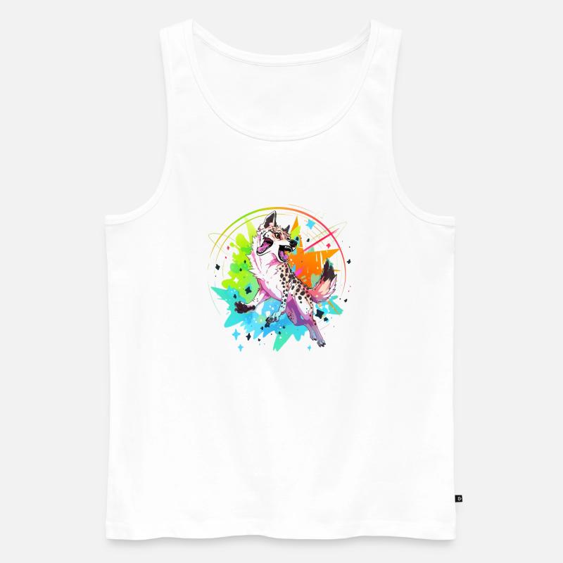 Hyänen-Farbe - Männer Premium Bio Tank Top - Weiß