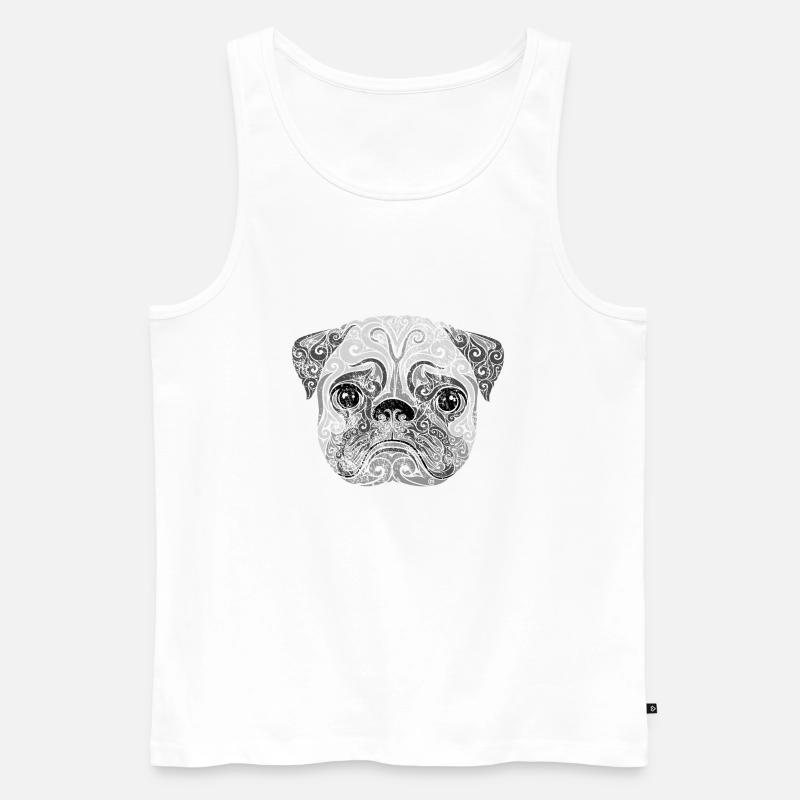 Swirly Hundeportrait (grau) - Männer Premium Bio Tank Top - Weiß
