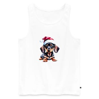 Teckel X-Mas Chien de Noël Dachshund Chiot - Débardeur bio Premium Homme - blanc - Devant - Michal (187cm)