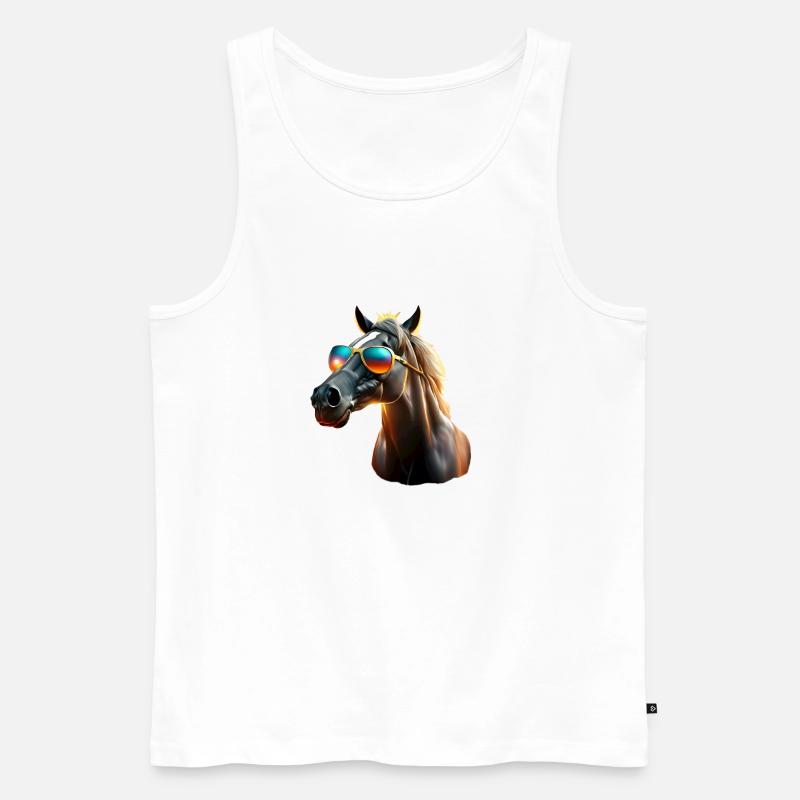 Cooles Pferd mit Sonnenbrille - Männer Premium Bio Tank Top - Weiß