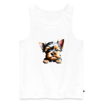 Chiot Chien Propriétaire Chien Yorkshire Terrier - Débardeur bio Premium Homme - blanc - Devant - Michal (187cm)