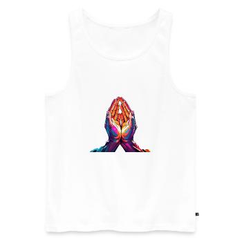 Pray to Heaven - Männer Premium Bio Tank Top - Weiß - Vorne - Michal (187cm)