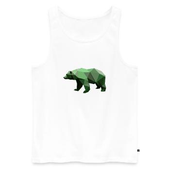 Bear, Polygon, Hiking, Trees, Animal, Wilderness, Nature, Green - Men's Premium Organic Tank Top - white - Front - AI Model Male 178 light (178cm)