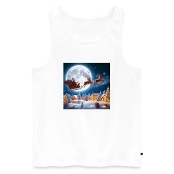 Santa Claus Sleigh Reindeer Christmas Tree Christmas Eve Gifts - Men's Premium Organic Tank Top - white - Front - AI Model Male 178 light (178cm)
