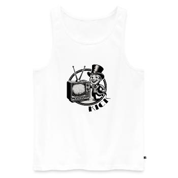 Retro Kick TV - Mainstream abschalten - Männer Premium Bio Tank Top - Weiß - Vorne - AI Model Male 178 light (178cm)