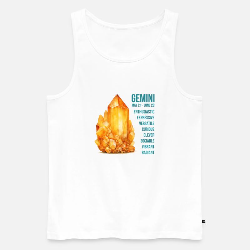 Sternzeichen Edelsteine: Zwillinge, Citrin - Männer Premium Bio Tank Top - Weiß