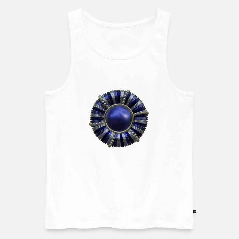 Button blue with pearls - Männer Premium Bio Tank Top - Weiß