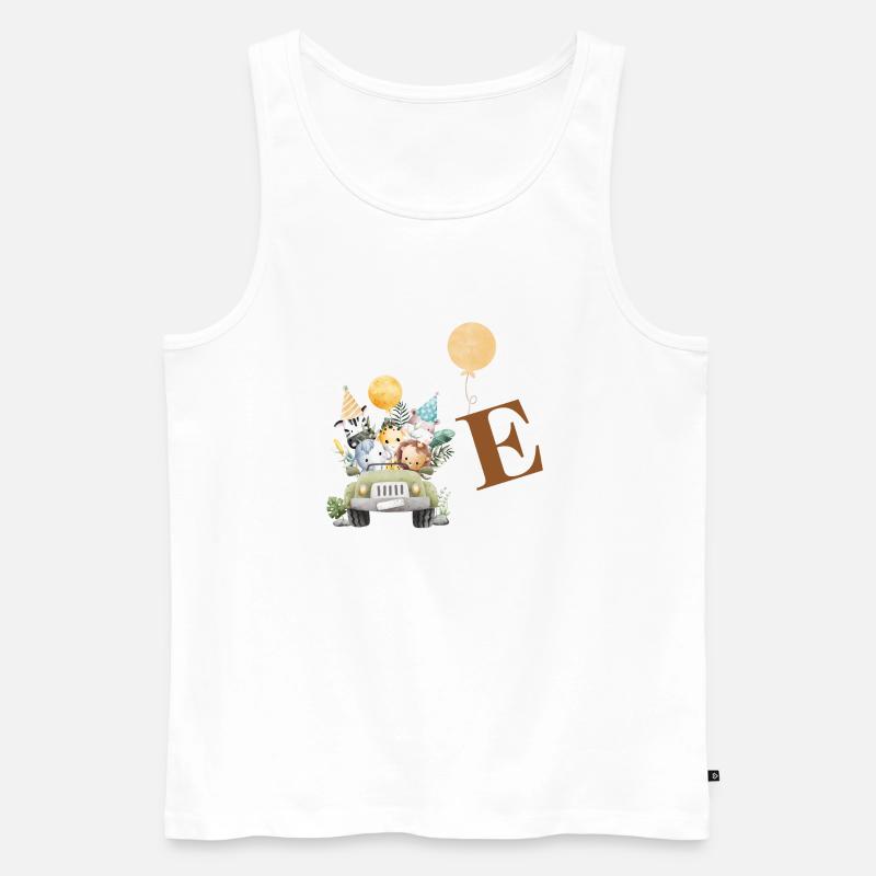 Buchstabe E Safari - Männer Premium Bio Tank Top - Weiß