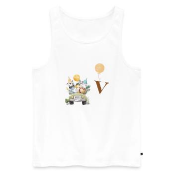 Buchstabe V Safari - Männer Premium Bio Tank Top - Weiß - Vorne - AI Model Male 178 light (178cm)