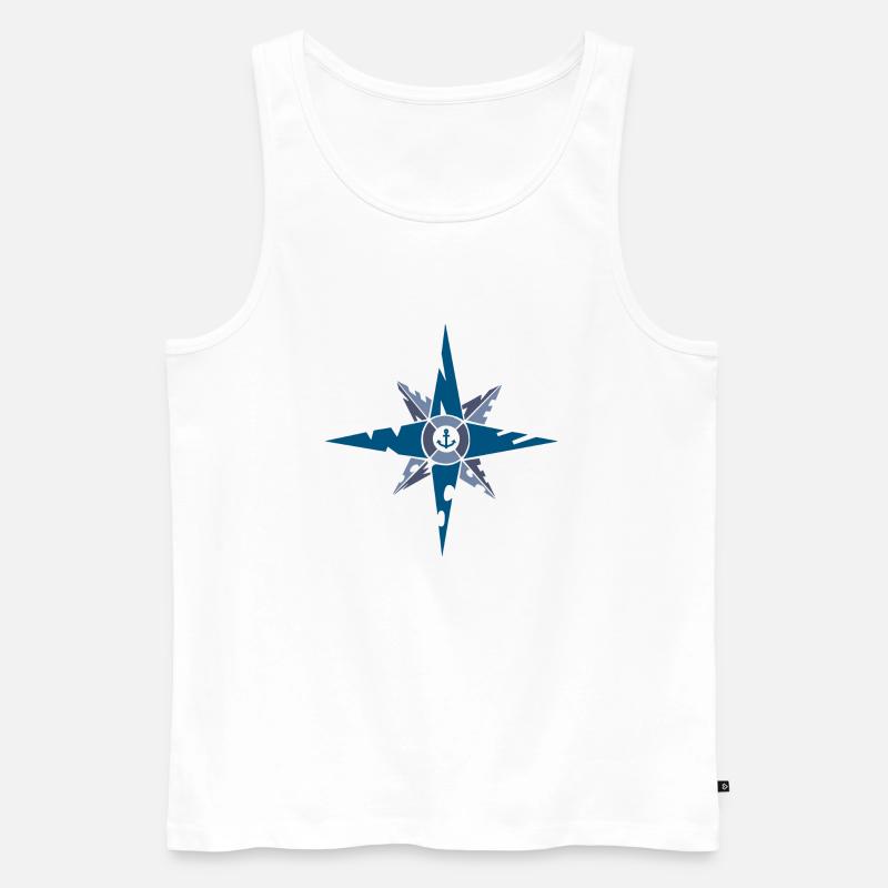 Kompass - Männer Premium Bio Tank Top - Weiß