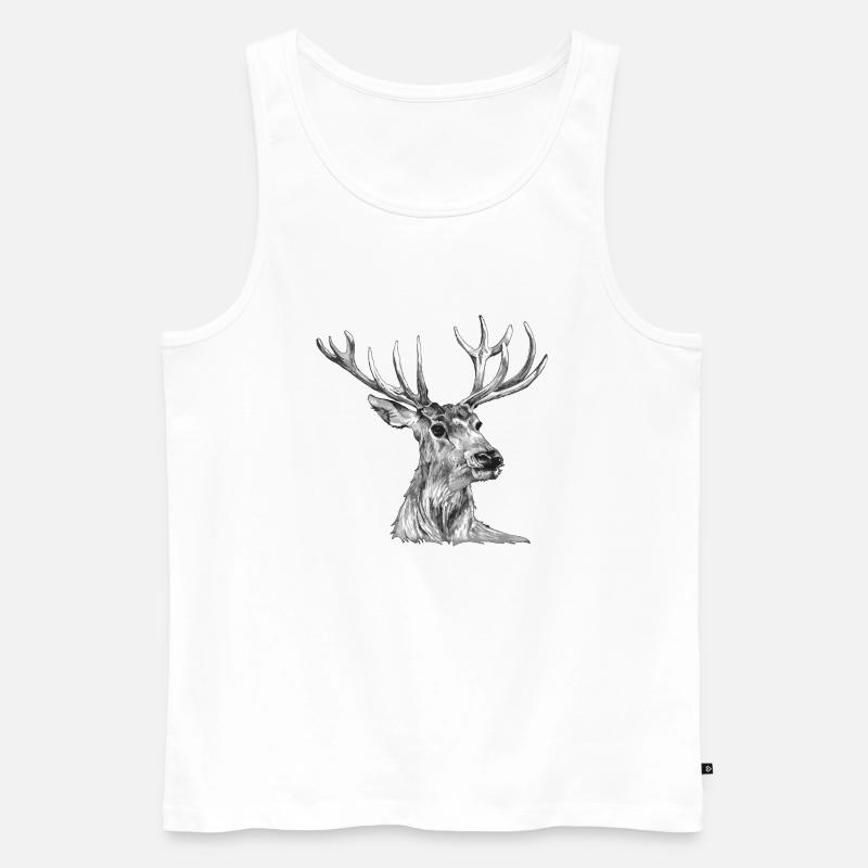 Hirsch - Männer Premium Bio Tank Top - Weiß
