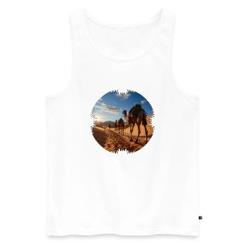 Travel with a camel caravan - Men's Premium Organic Tank Top - white - Front - AI Model Male 178 light (178cm)