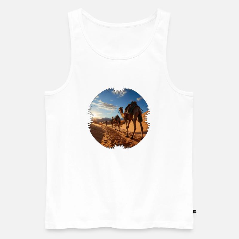 Reise mit einer Kamelkarawane - Männer Premium Bio Tank Top - Weiß