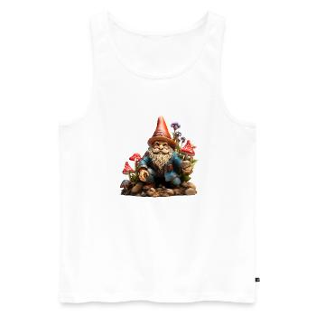 Gartenzwerge sind nicht nur dekorativ - Männer Premium Bio Tank Top - Weiß - Vorne - AI Model Male 178 light (178cm)
