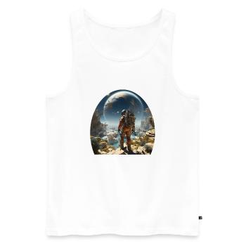 Astronaut explores alien worlds - Men's Premium Organic Tank Top - white - Front - AI Model Male 178 light (178cm)